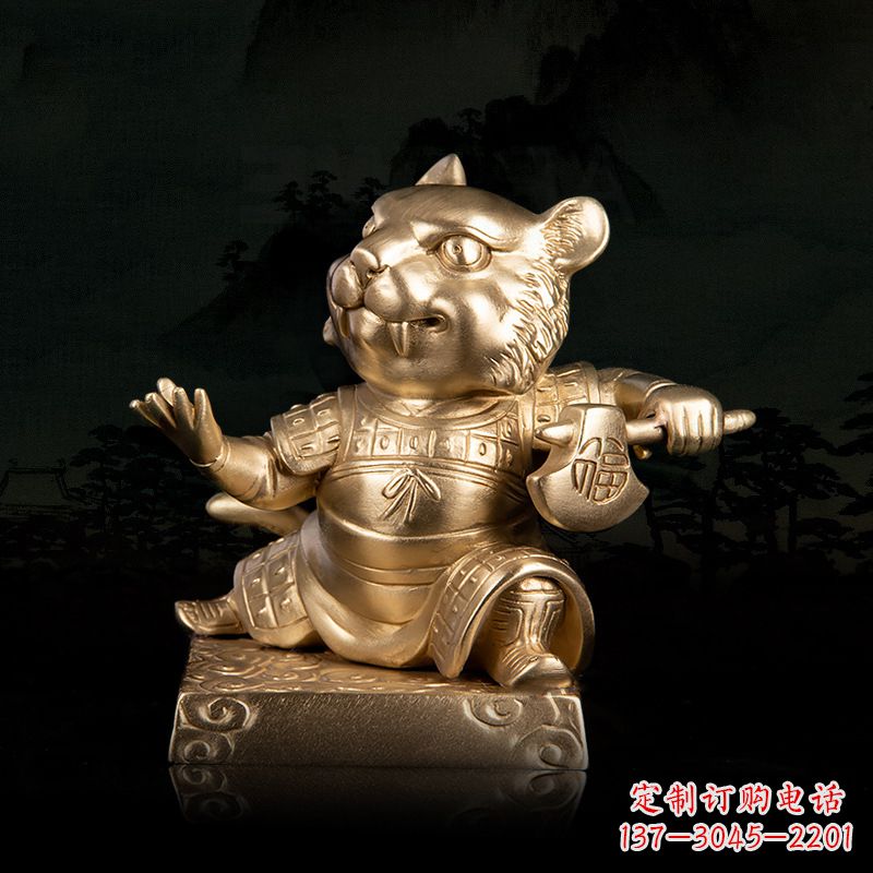 上海12生肖动物之福虎纯铜雕塑摆件