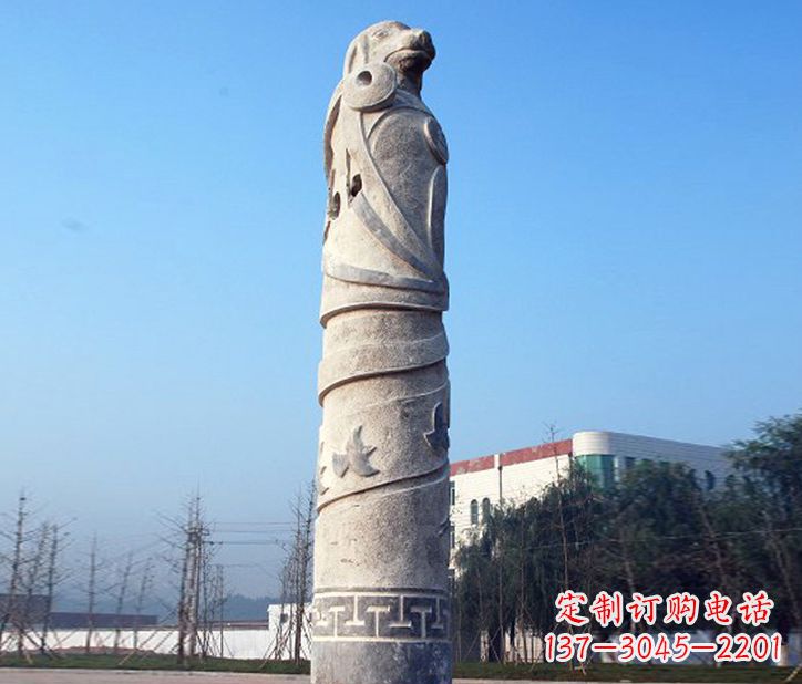 上海12生肖石柱广场景观石雕