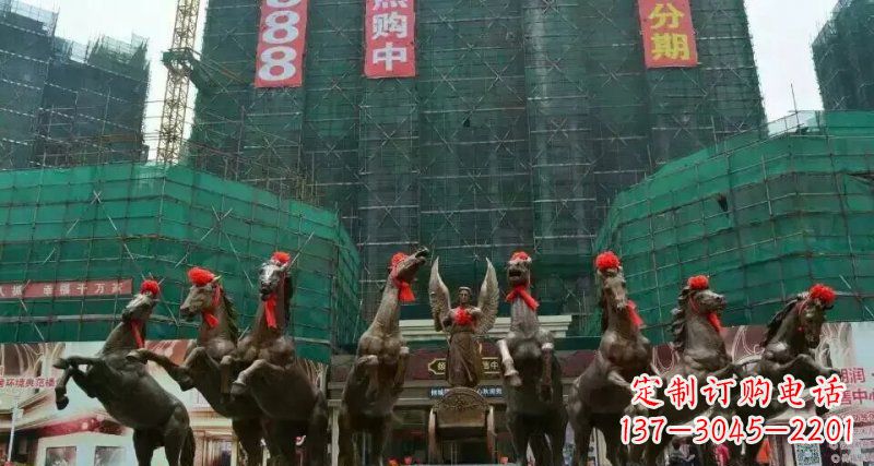 上海阿波罗八匹马踏浪而来景观马群铜雕