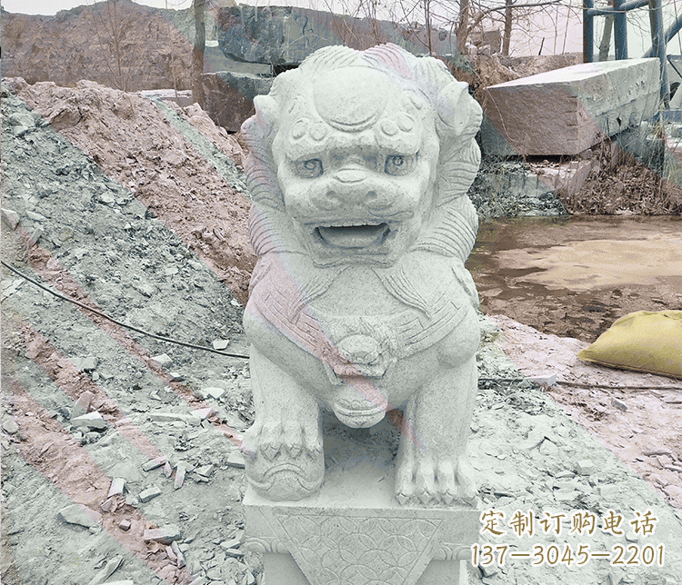 上海公园踩绣球狮子动物石雕