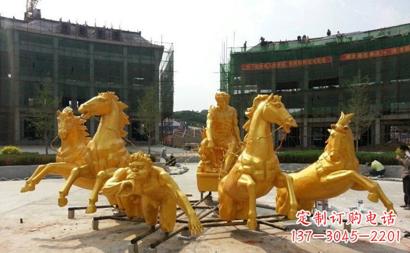 上海阿波罗战车玻璃钢仿铜景观雕塑