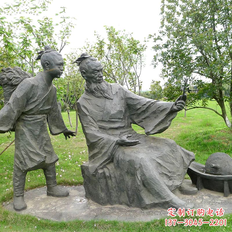 上海八大山人情景雕塑-中国明末清初知名画家朱耷公园情景小品