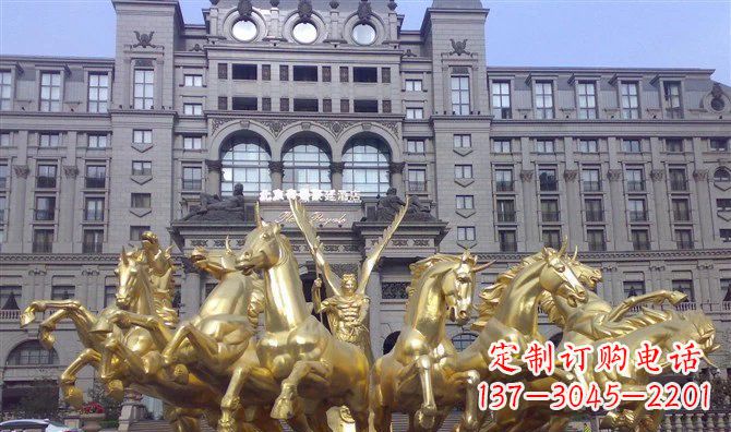 上海八匹马阿波罗战车酒店景观铜雕