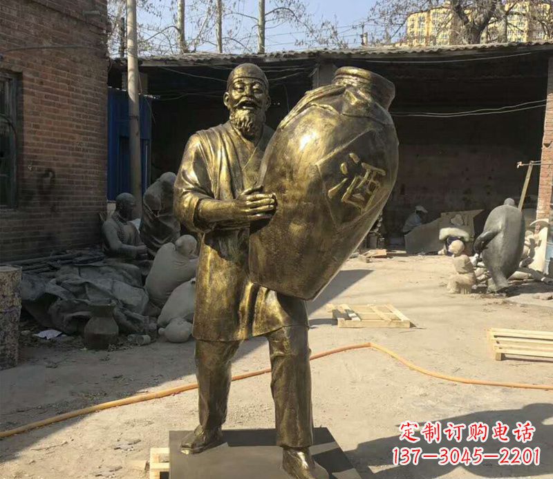 上海精美酒坛铜雕