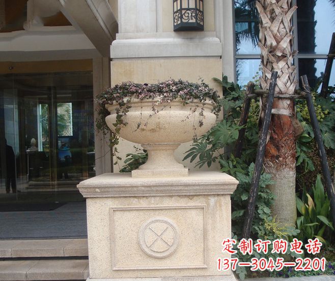 上海别墅景观大理石花盆石雕 (6)