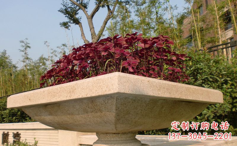 上海别墅景观大理石花盆石雕_1