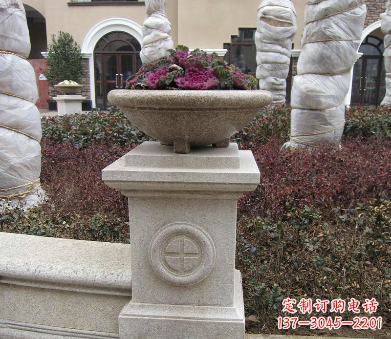上海别墅景观大理石花盆石雕_2