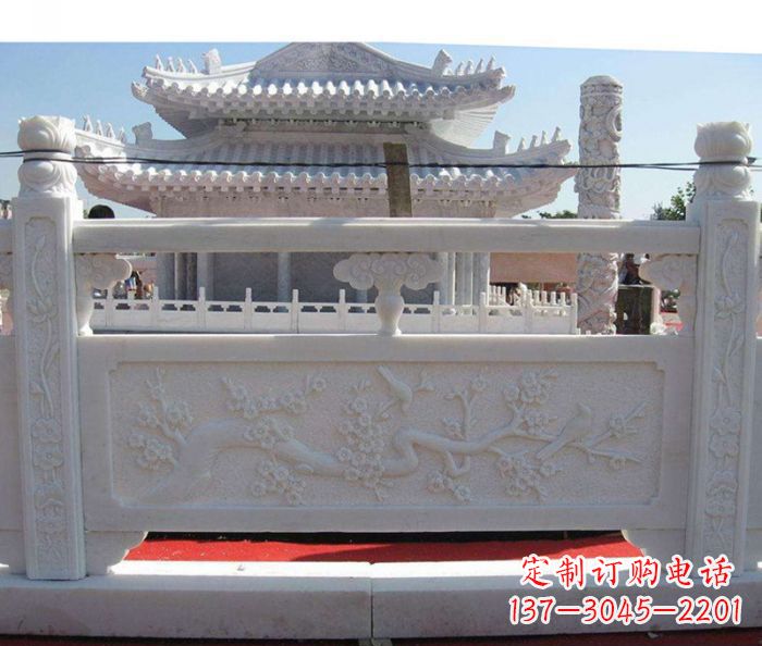 上海别墅景观汉白玉石浮雕栏板