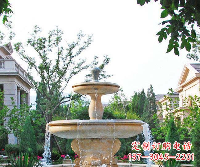 上海别墅景观晚霞红喷泉石雕
