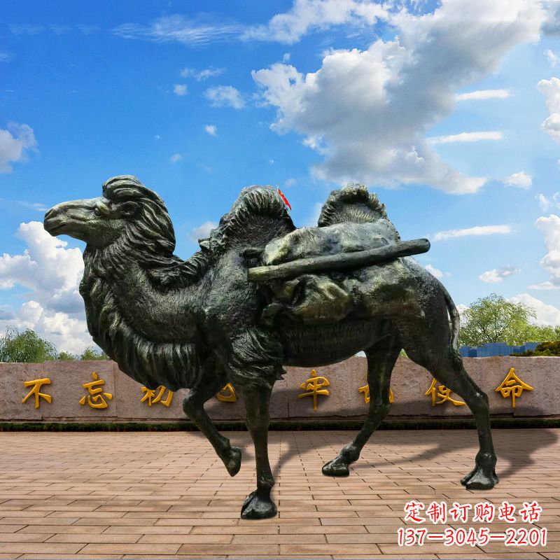 上海玻璃钢仿铜骆驼雕塑精致经典的艺术