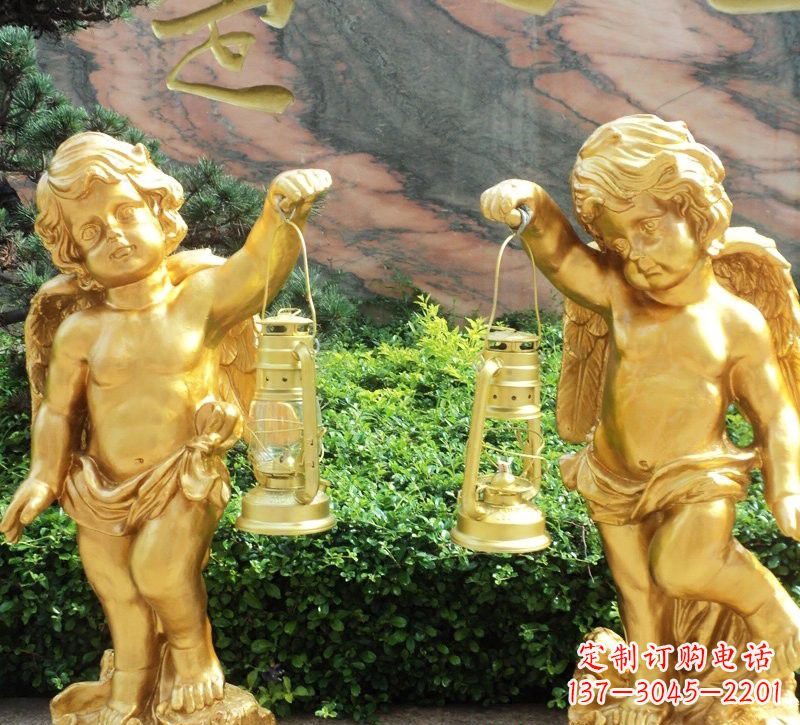 上海玻璃钢仿铜小天使路灯陪伴你安全回家