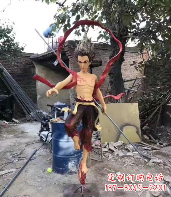 上海仿真玻璃钢哪吒雕塑精美绝伦