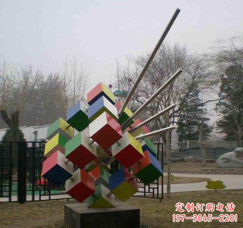 上海不锈钢彩色魔方雕塑艺术与智慧的结合