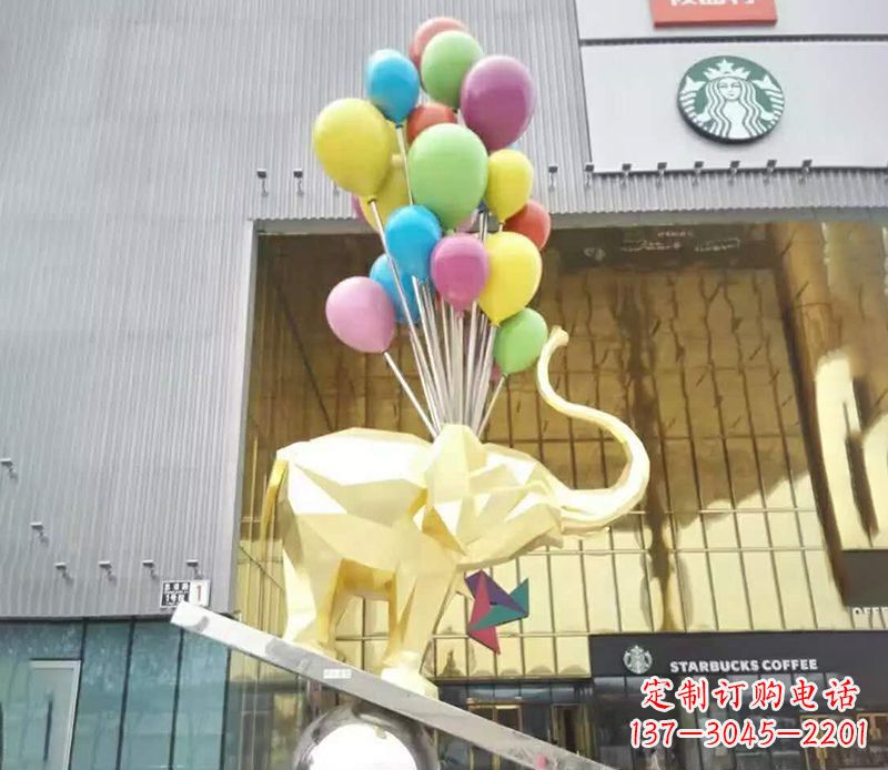 上海不锈钢踩球的小象雕塑