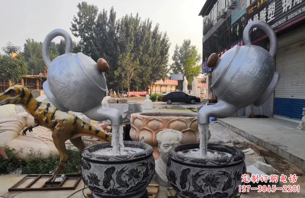 上海不锈钢茶壶喷泉雕塑精致而又高雅