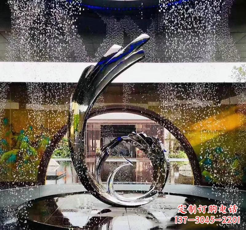 上海不锈钢城市景观喷泉雕塑美丽而又充满力量