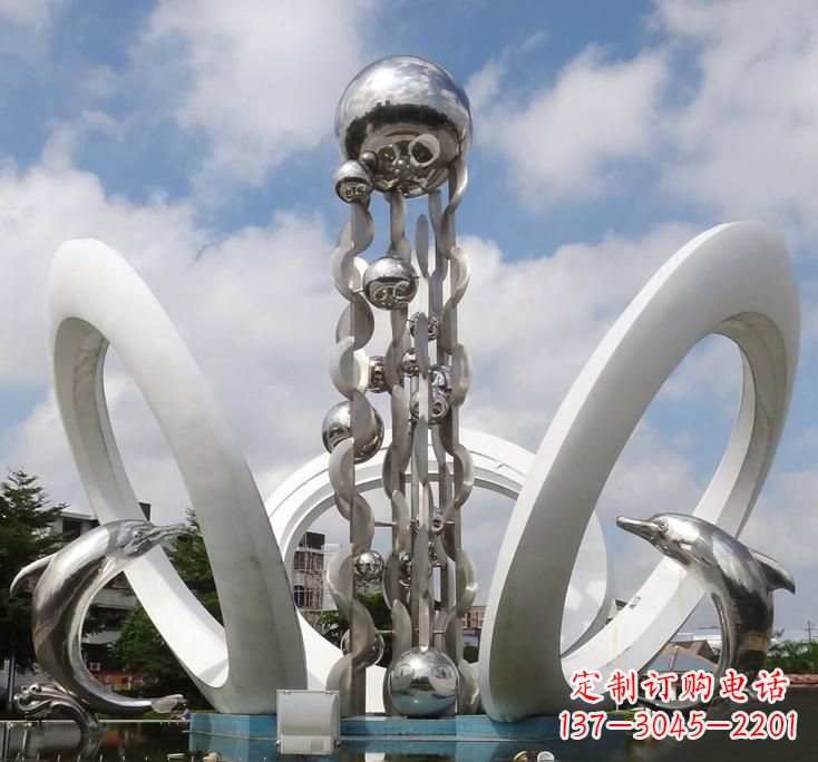 上海不锈钢城市艺术海豚雕塑美丽的海洋守护者