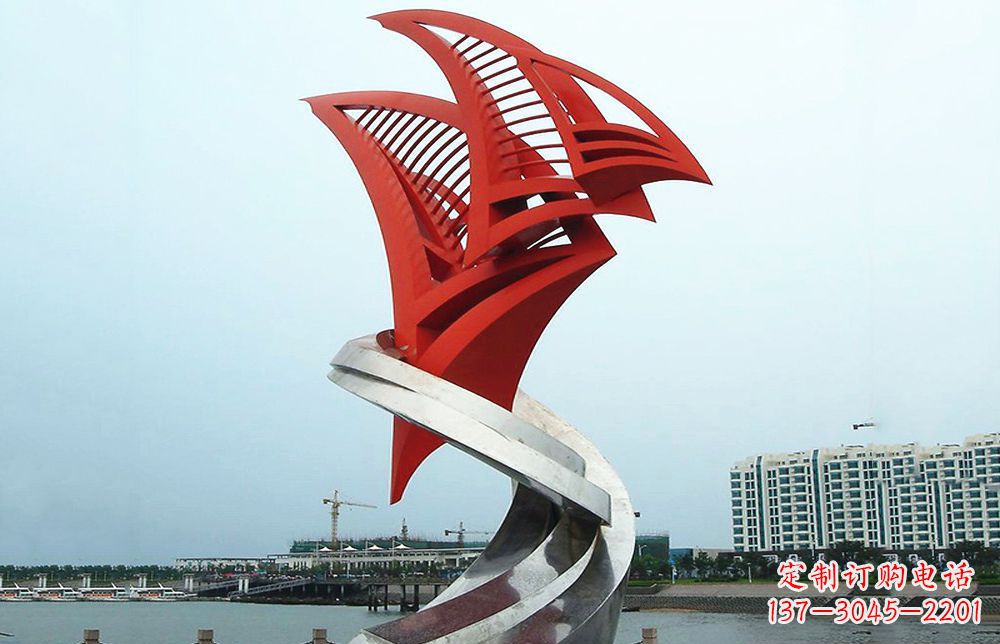 上海海洋之舟——不锈钢抽象帆船海边景观雕塑
