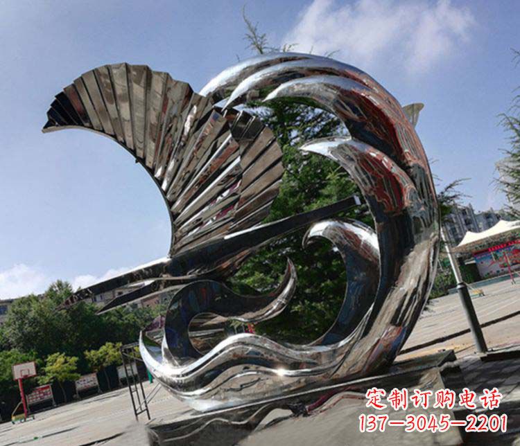 上海不锈钢帆船雕塑象征海上生活的艺术精品