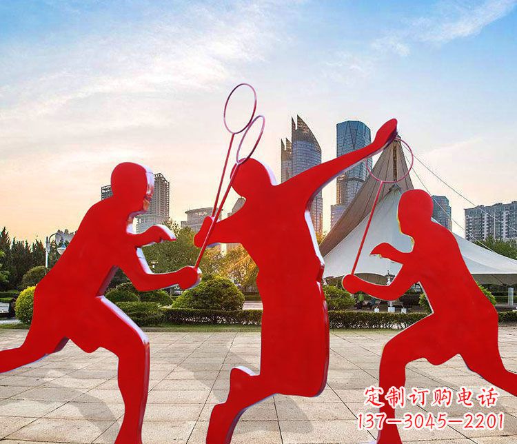 上海不锈钢抽象剪影打羽毛球人物雕塑