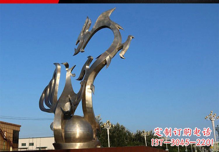 上海不锈钢抽象龙凤雕塑