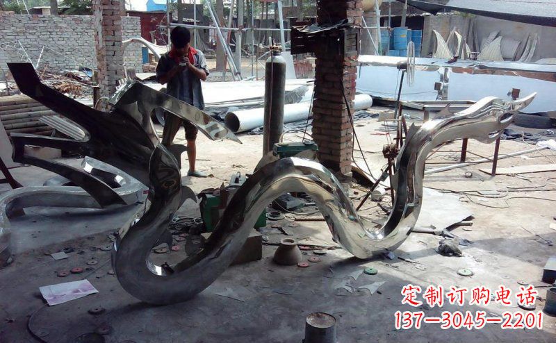 上海不锈钢抽象龙古代神兽雕塑