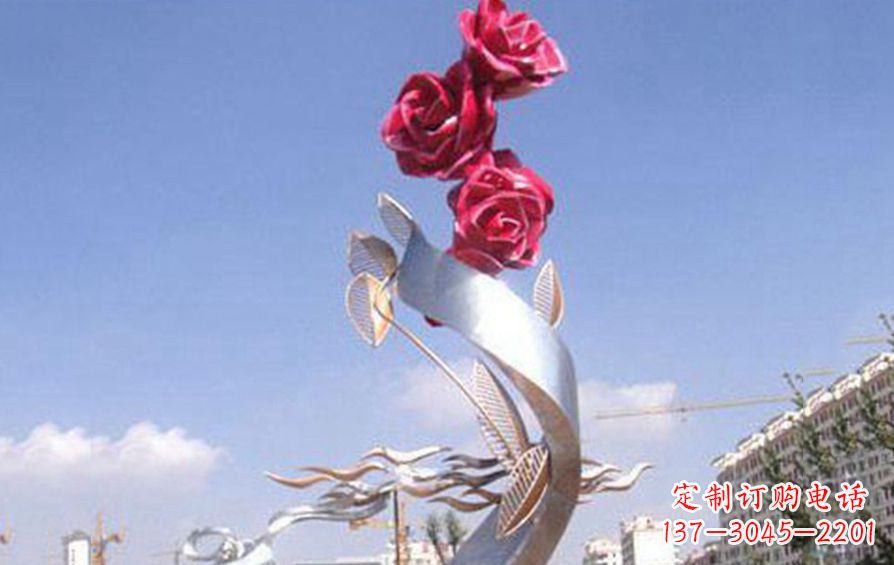 上海不锈钢抽象玫瑰花景观雕塑