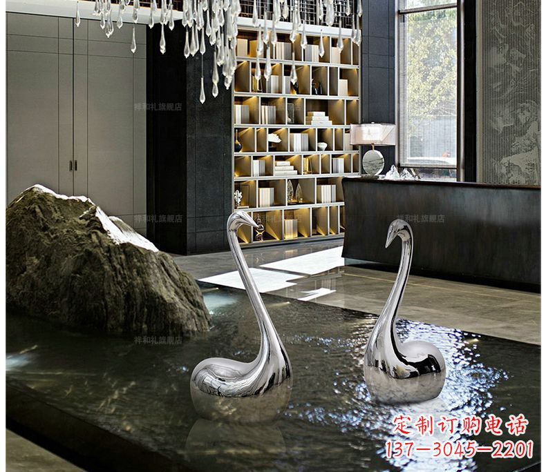 上海精致的不锈钢天鹅雕塑