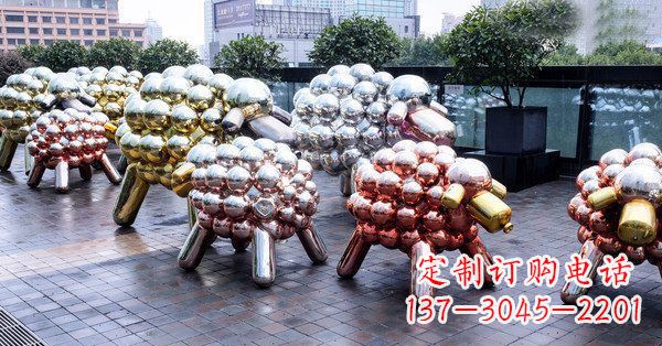 上海不锈钢动物雕塑——小羊肖恩动物广场