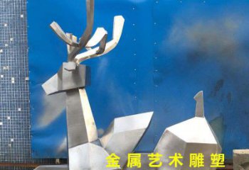 上海不锈钢别墅几何鹿雕塑——别出心裁的艺术灵感