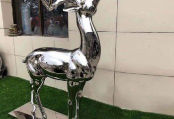 上海不锈钢别墅镜面小鹿雕塑