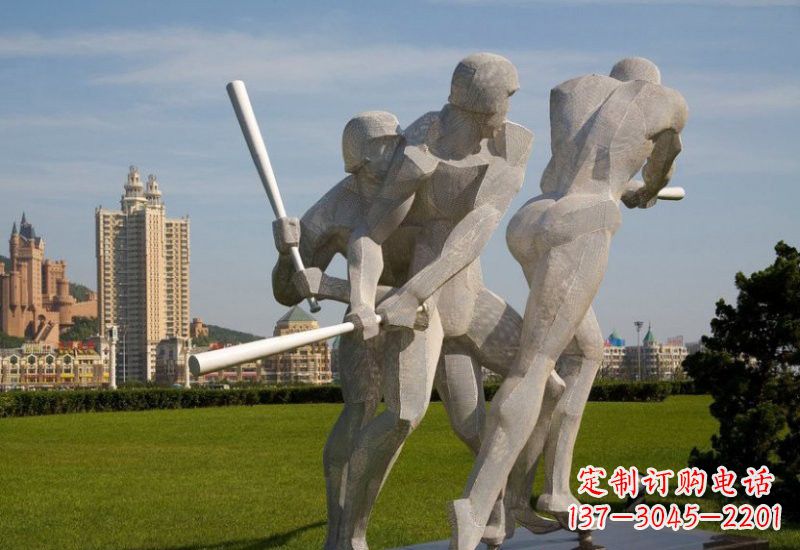 上海不锈钢打棒球人物雕塑2