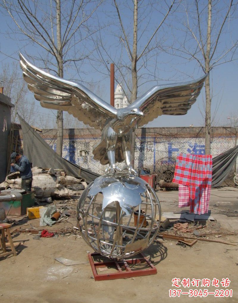 上海老鹰雕塑不锈钢大展鸿图