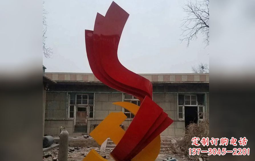 上海不锈钢党徽雕塑——为共产主义奠基