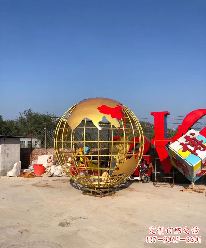 上海不锈钢地球仪雕塑点缀校园景观