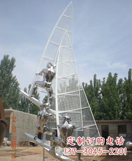 上海海上航行不锈钢帆船雕塑