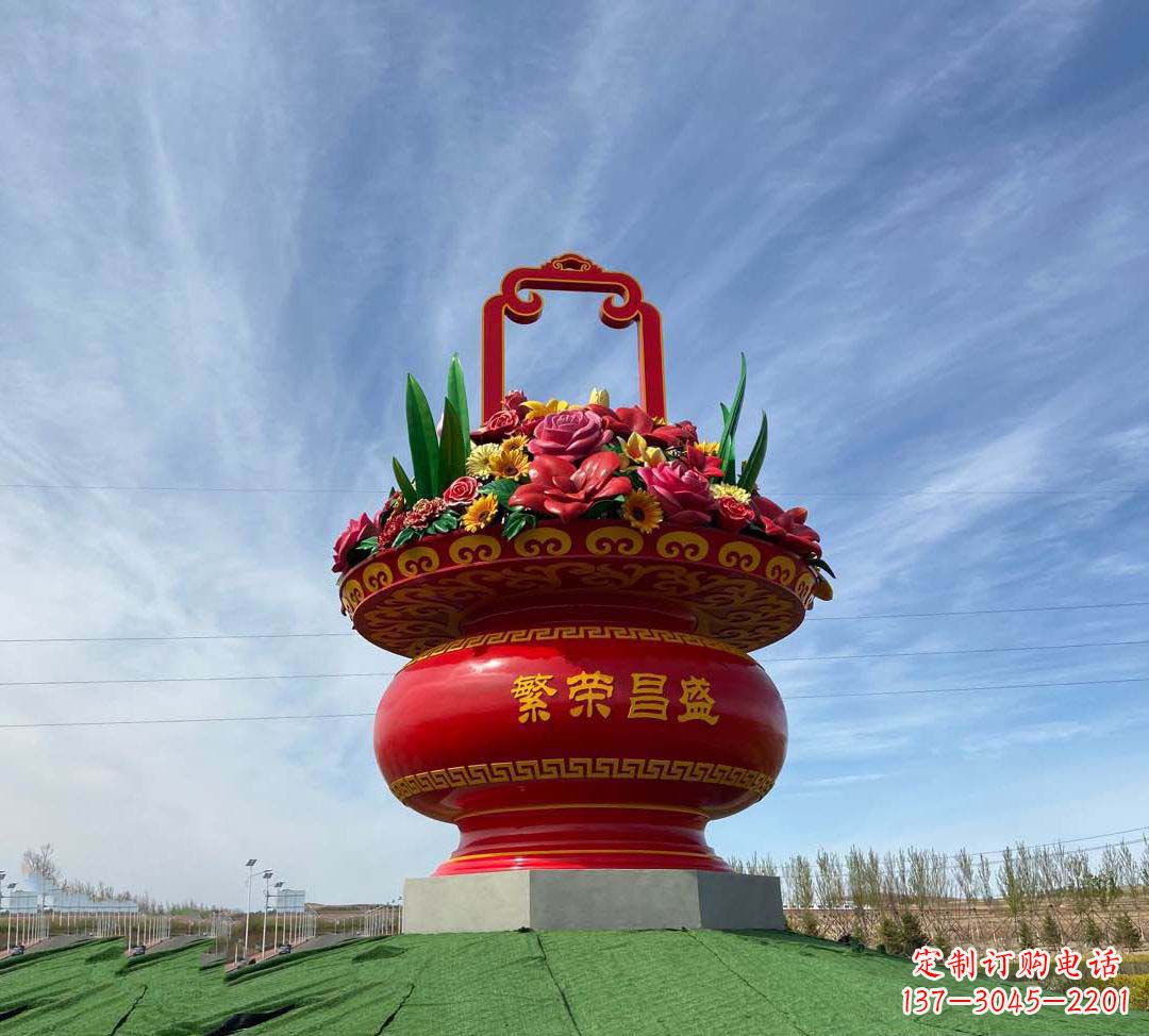上海不锈钢花篮雕塑象征繁荣昌盛