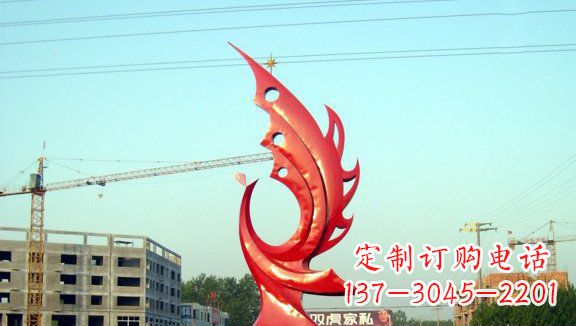 上海凤凰城市的不锈钢雕塑