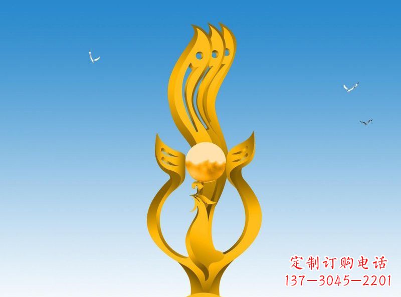 上海不锈钢凤凰雕塑灿烂外形，精美艺术