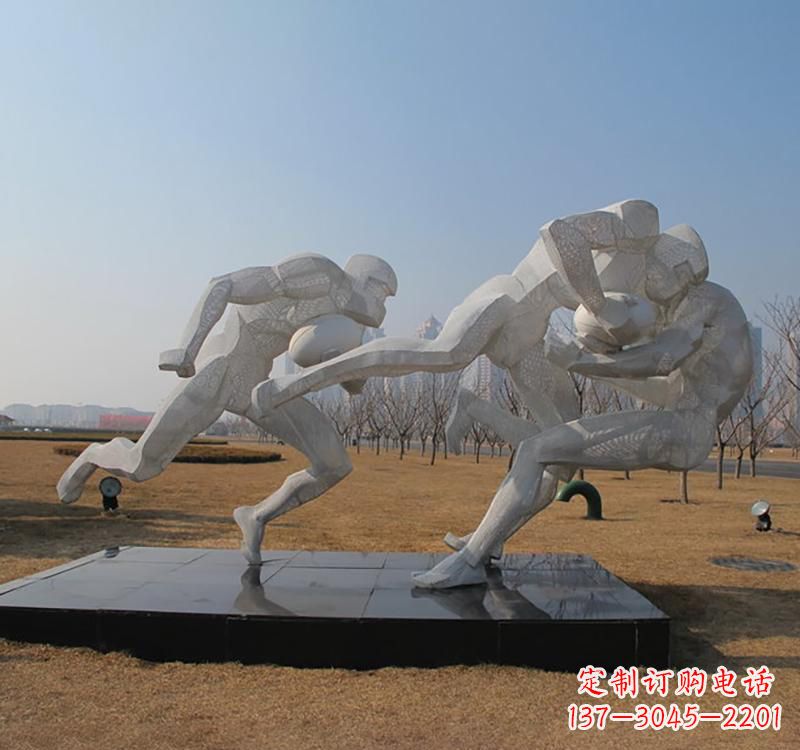 上海不锈钢橄榄球雕塑传承精神的象征