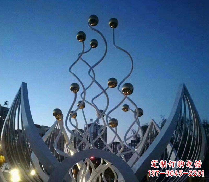上海不锈钢荷花雕塑美丽的象征