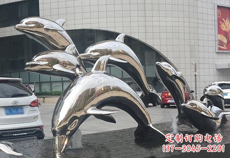 上海不锈钢海豚雕塑——精美绝伦