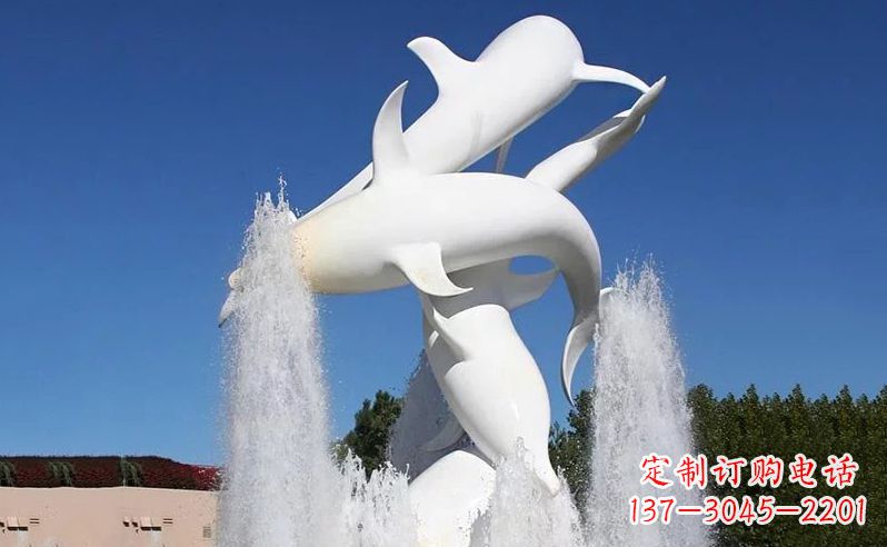上海不锈钢海豚喷泉雕塑传递海豚的美丽