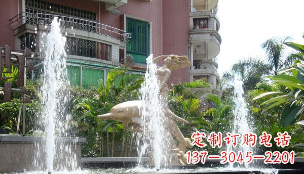 上海不锈钢海豚喷泉雕塑精美的海洋艺术