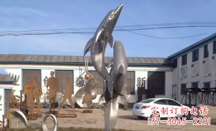 上海不锈钢海豚嬉戏雕塑精美的艺术视觉