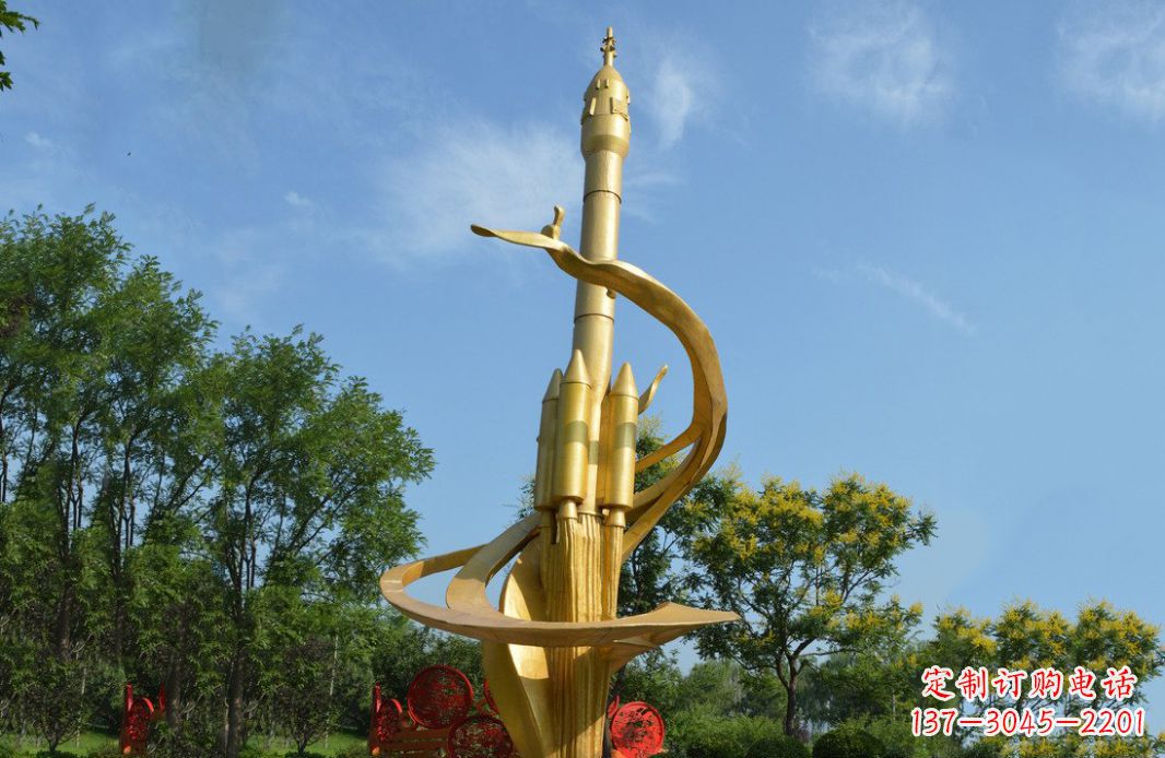 上海火箭飞向蓝天不锈钢火箭广场景观雕塑