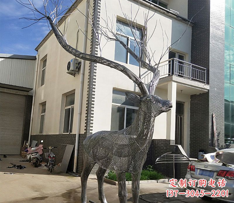 上海不锈钢景观梅花鹿雕塑美丽的艺术精品