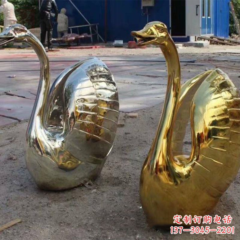 上海不锈钢天鹅雕塑精美而绚丽
