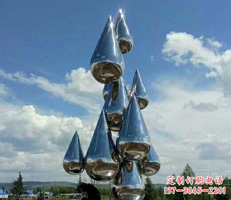 上海不锈钢镜面大型水滴雕塑——艺术精美、精致优雅