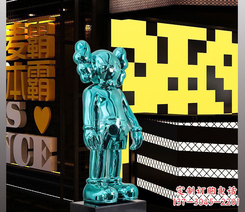 上海不锈钢蓝色机器人雕塑引领未来的艺术品